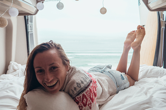 Cosy bed inside the camper van