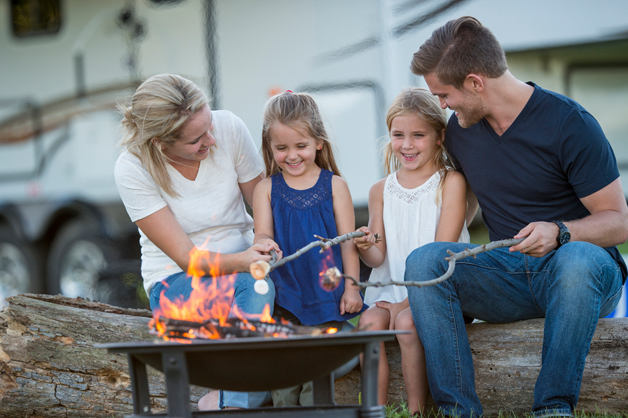 Family at campfire